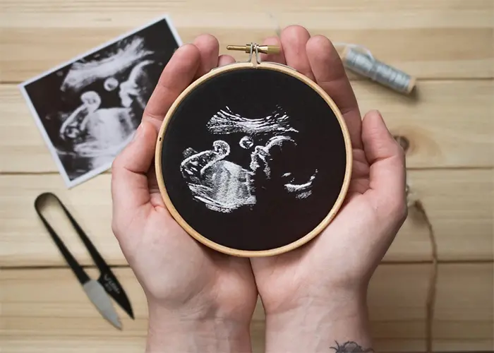 customized thread portrait unborn baby
