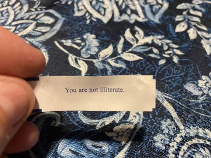 fortune cookie not illiterate