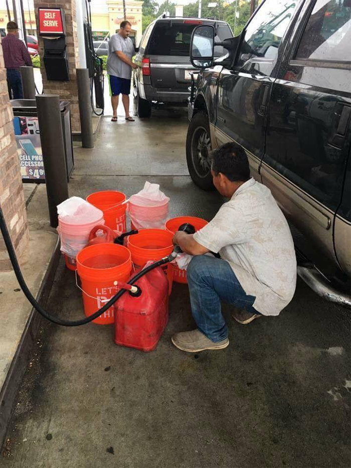 gas refilling in buckets