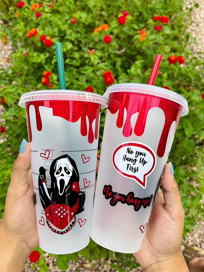 ghostface design reusable cold cups