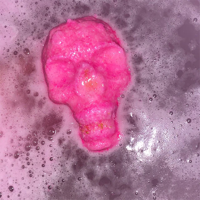 skull bath bomb pink color