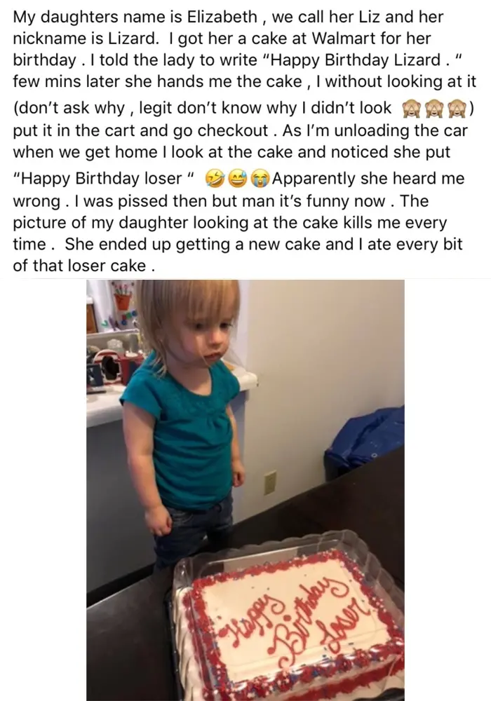 things gone wrong happy birthday loser cake for daughter