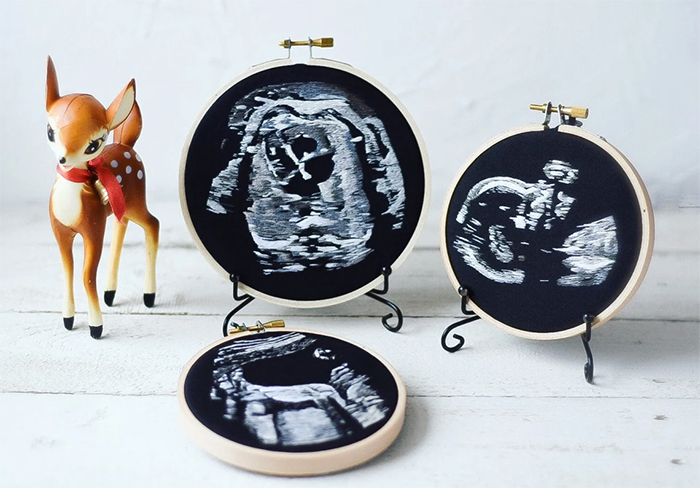 ultrasound embroideries wooden hoop