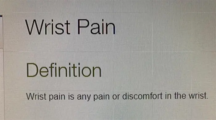 wrist pain google definition