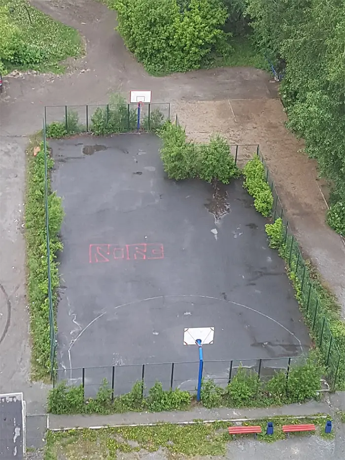 Incomplete basketball court