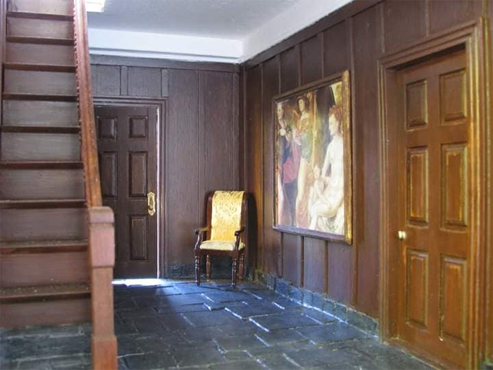 english tudor dollhouse interior entrance