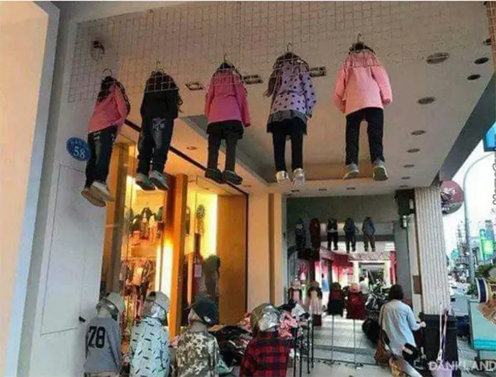 hanging dummies clothing display