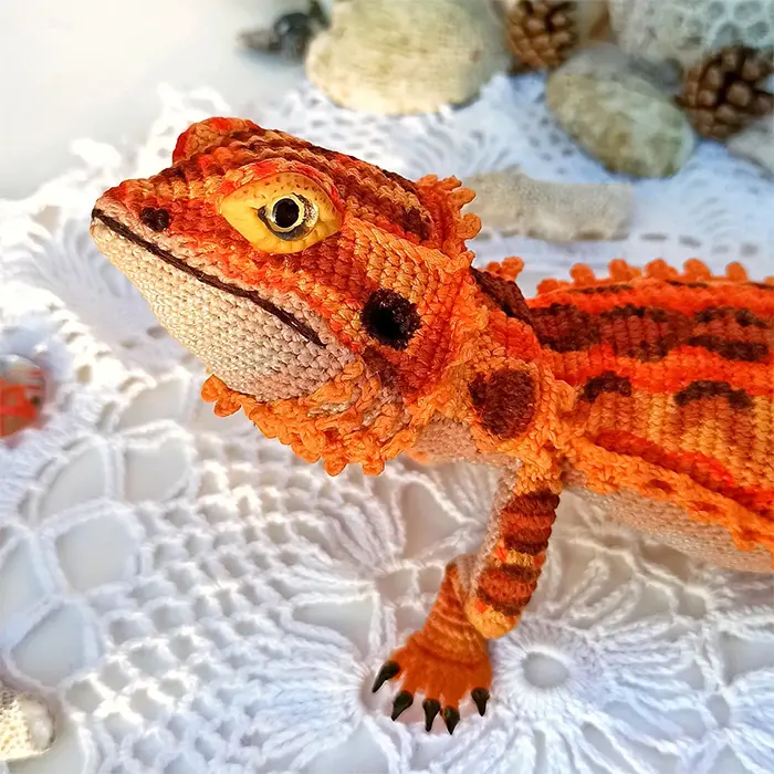 life-size lizard yarn doll realistic eyes
