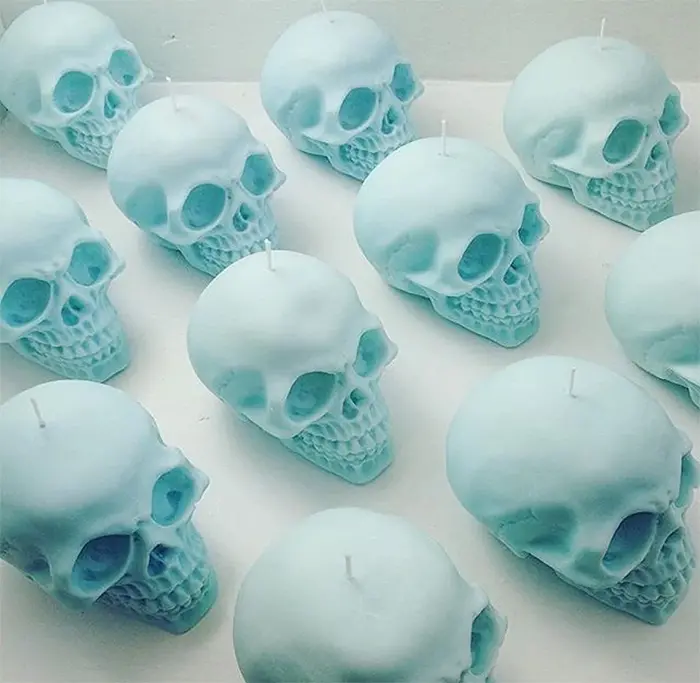 life-sized human cranium halloween decor