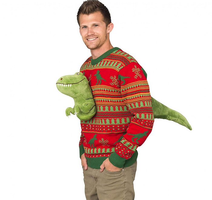 funny holiday jumper plush dinosaur