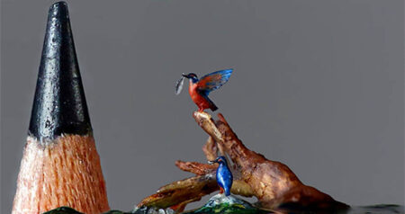 micro bird sculptures