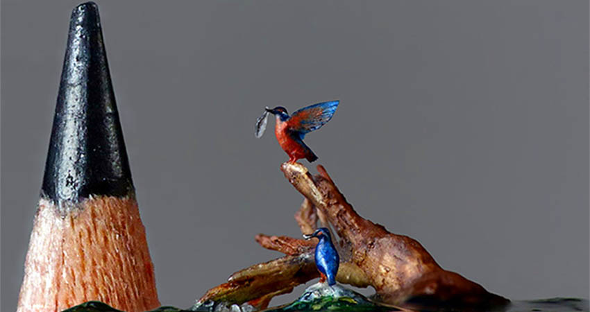 micro bird sculptures