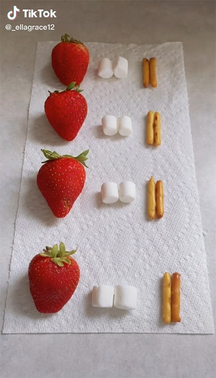 strawberries marshmallows pretzel sticks