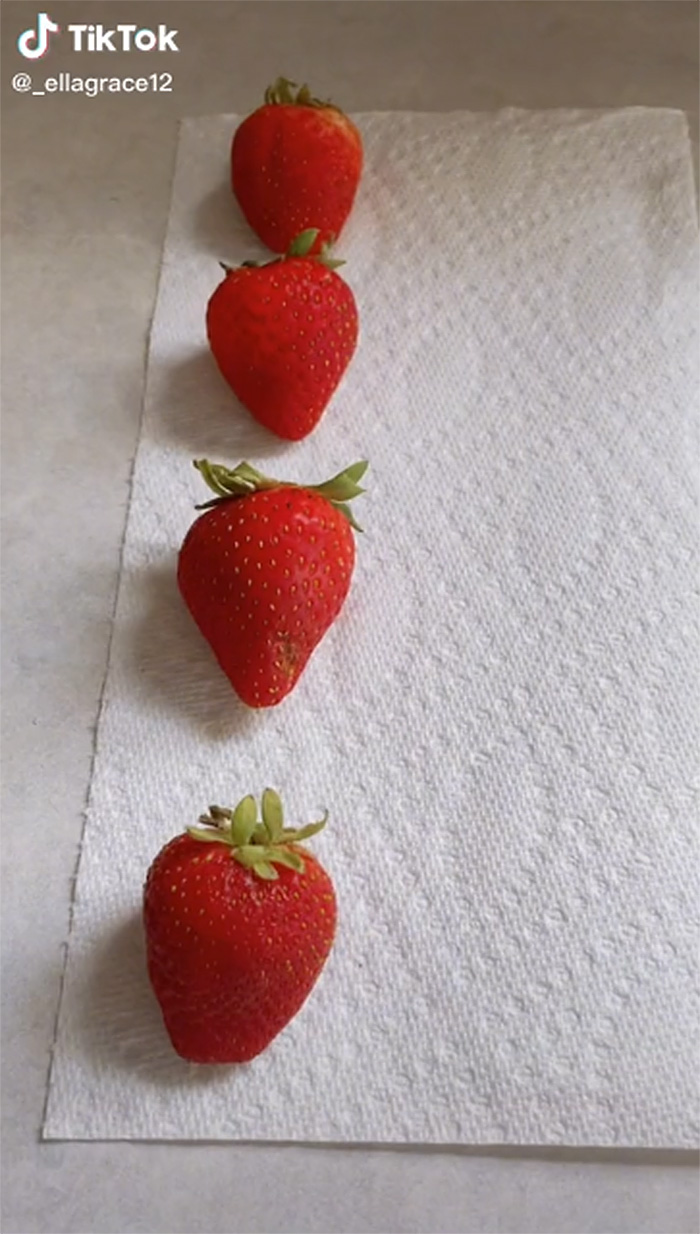 strawberries on tissue paper