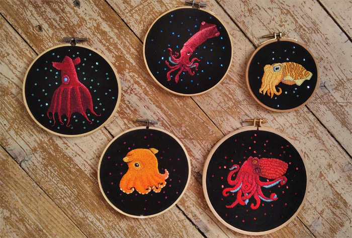beautiful embroidery cephalopods