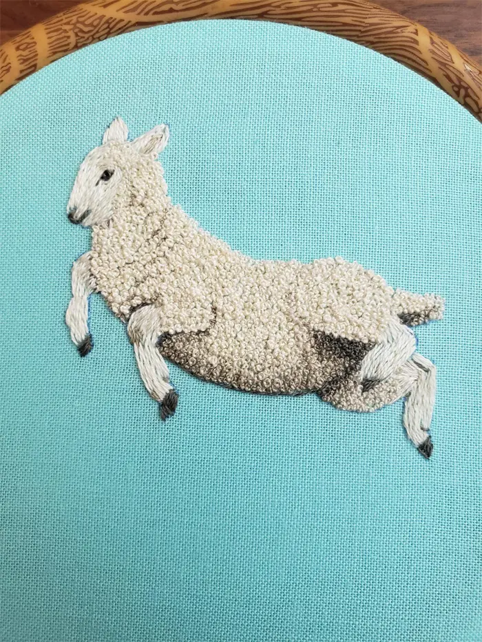 beautiful embroidery happy sheep