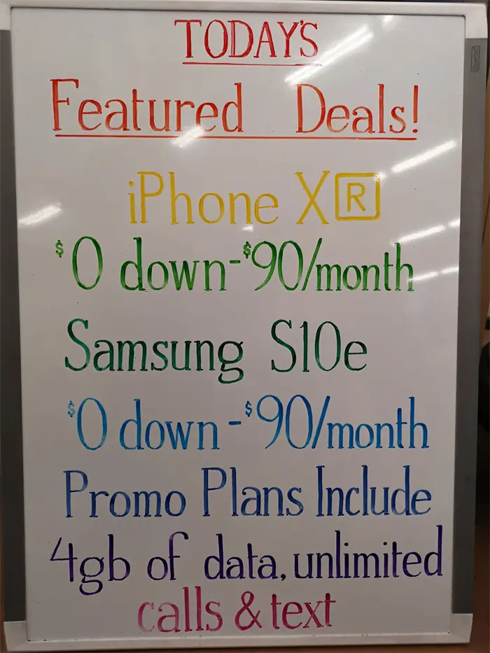decorative writing phone shop weekly sign