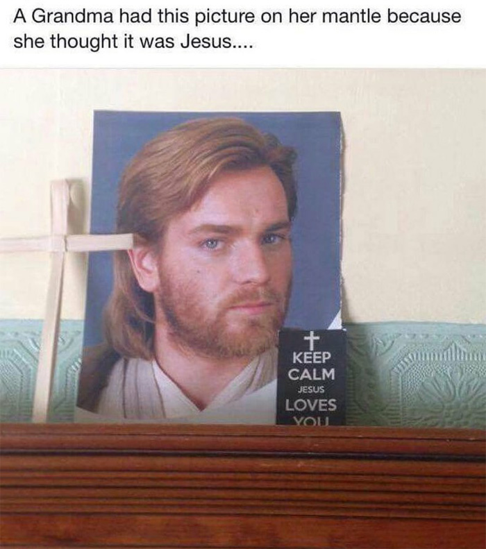 grandma mistakes jedi for jesus christ