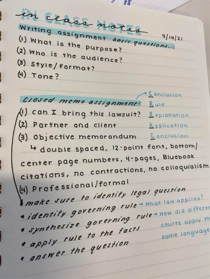 perfect handwriting law student notes