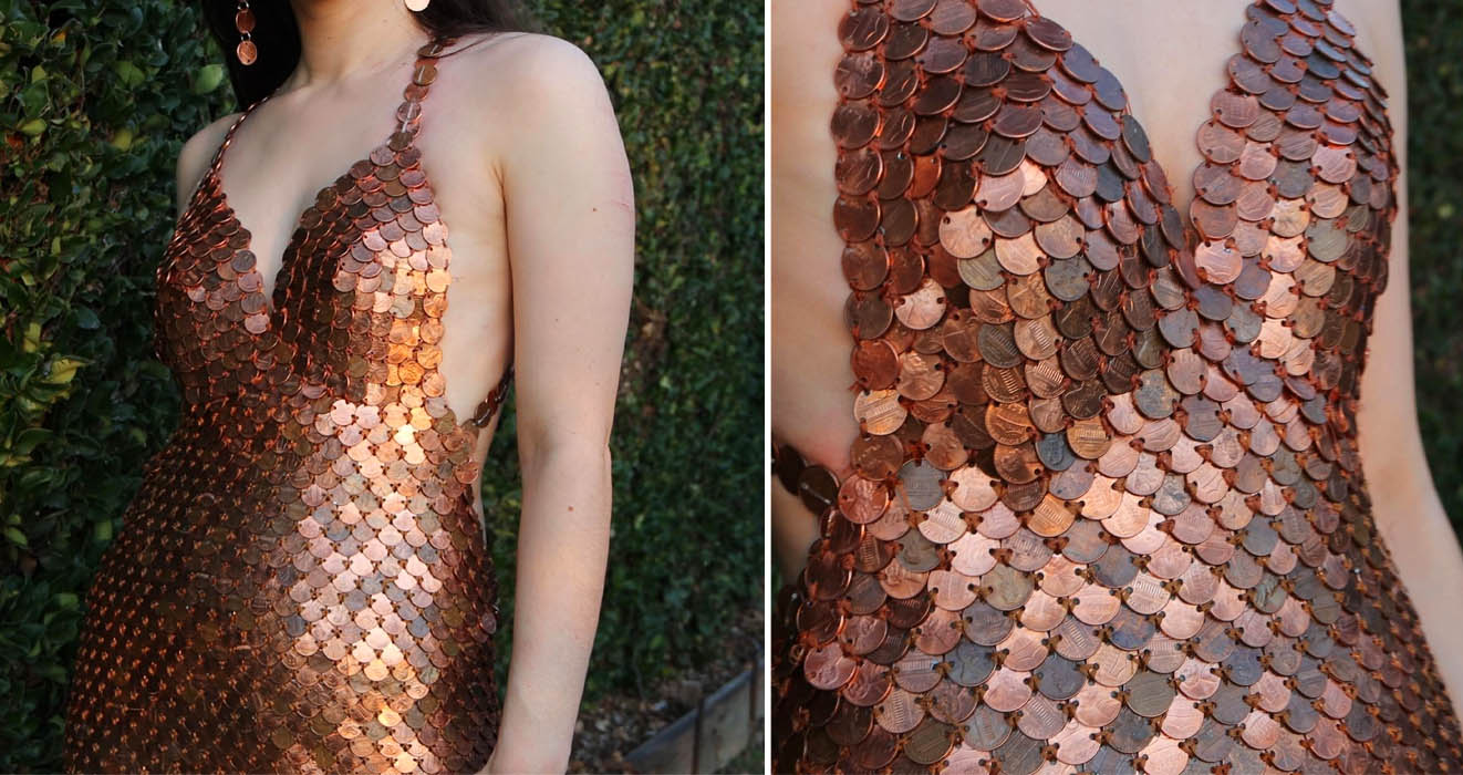 dress made out of pennies