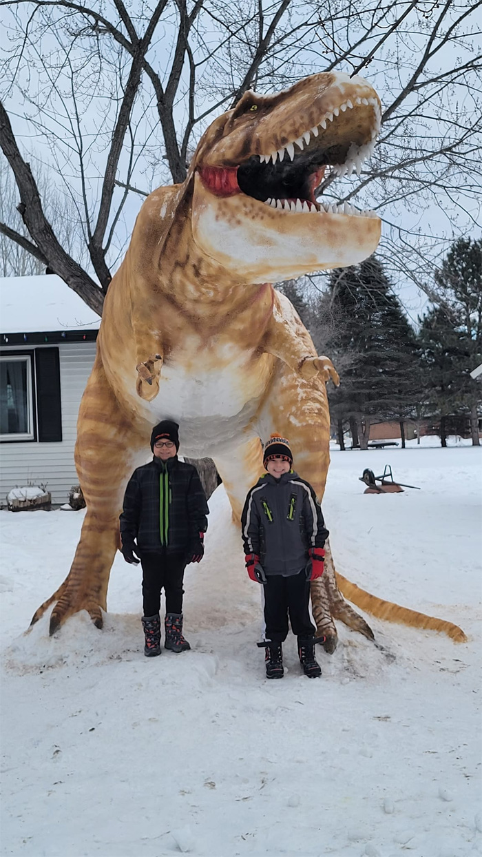 paul larcom winter artwork dinosaur attraction