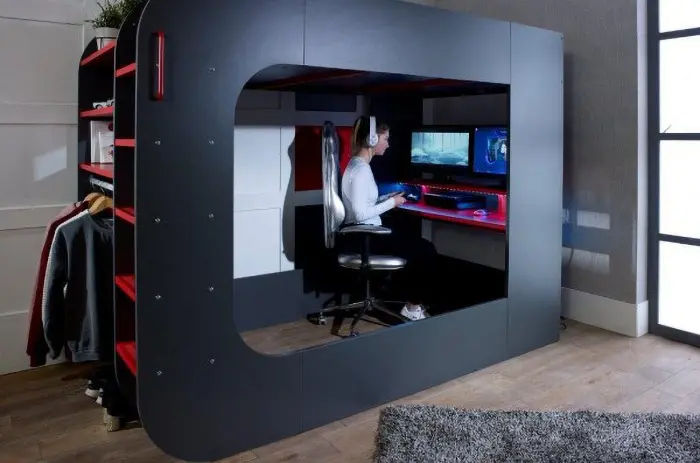 kids gaming bunk with desk