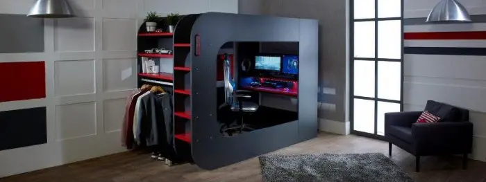 kids gaming bunk with storage