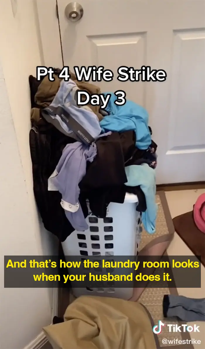 wife strike one week without cleaning messy laundry room