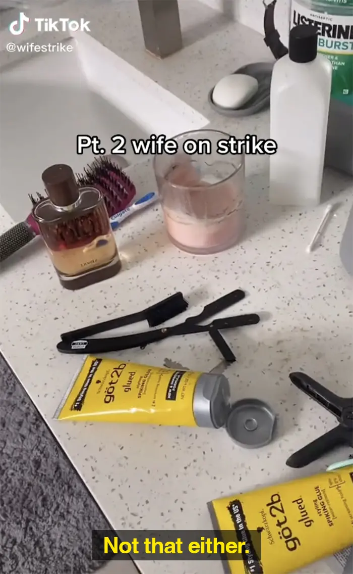 wife strike one week without cleaning messy toiletries
