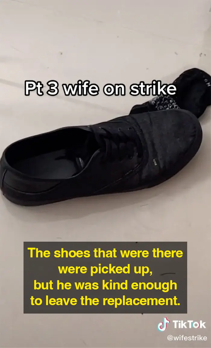wife strike one week without cleaning misplaced shoe and sock