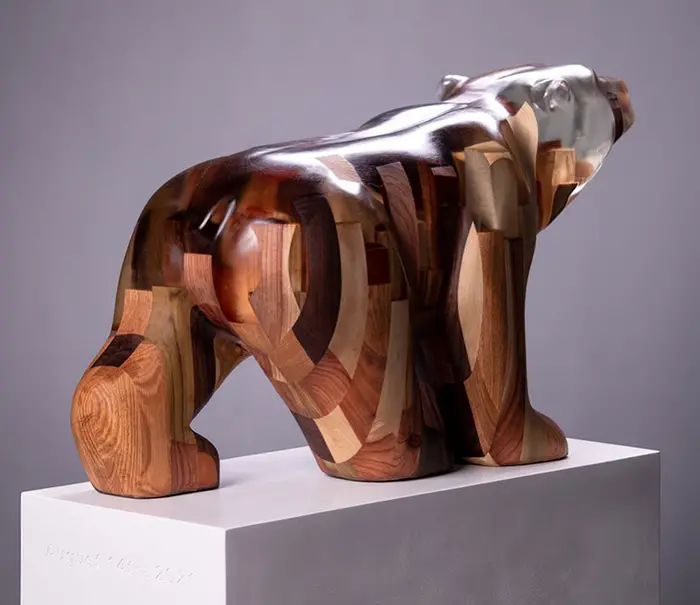 blake mcfarland resin and wood bear sculpture