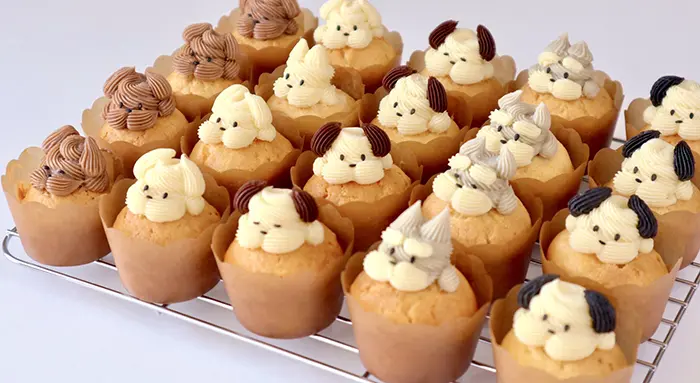cupcakes with dog icing on top