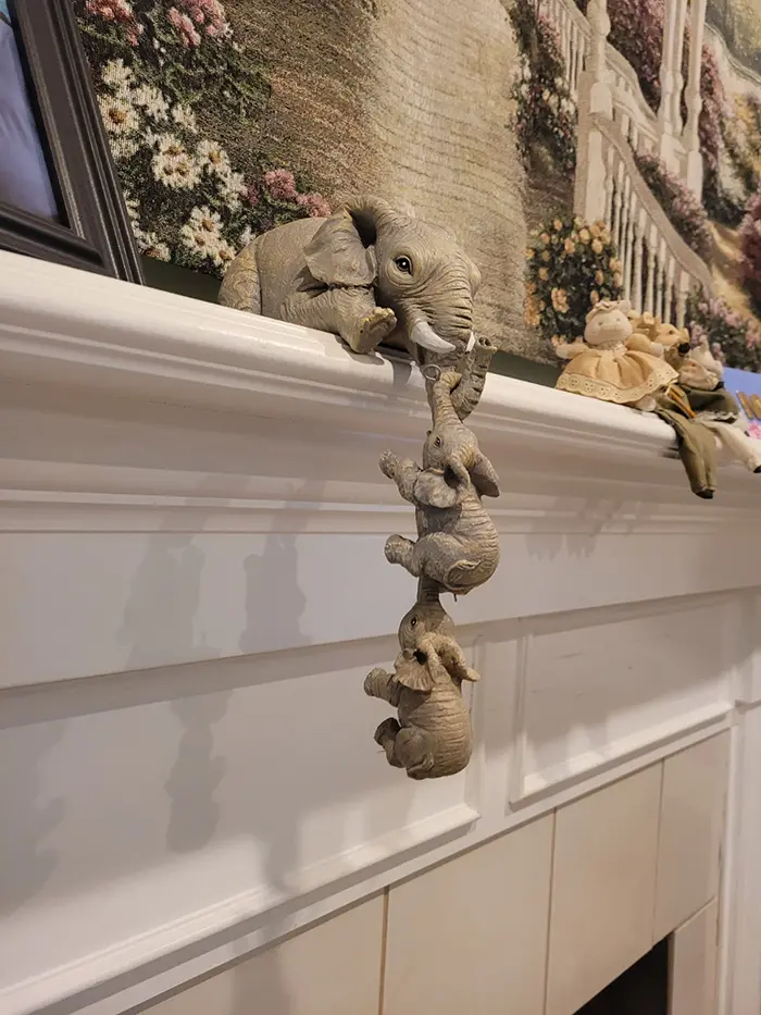 pachyderm set of three hand-painted figurines