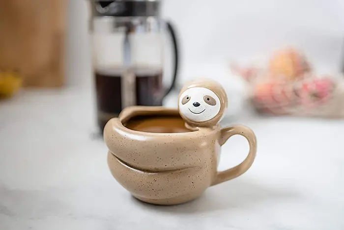 sloth shaped porcelain coffee mug