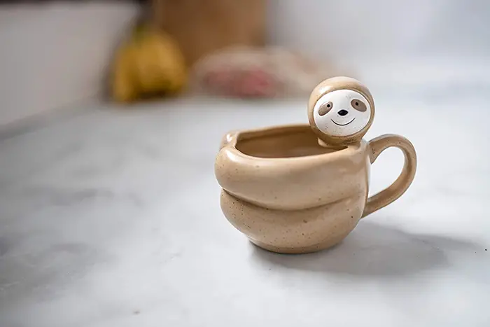 sloth shaped porcelain mug