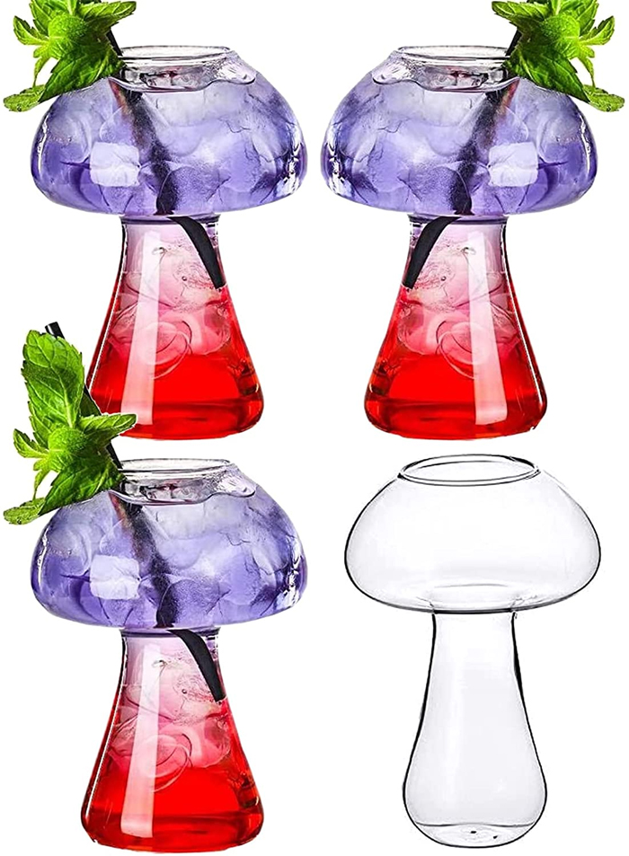 toadstool-shaped wine glass cups