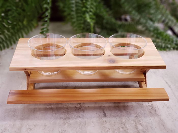wooden condiment caddy
