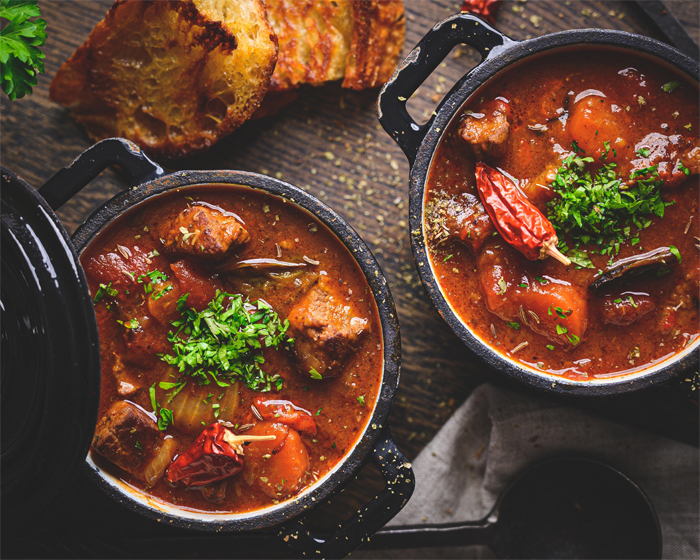 hungarian goulash with butterfried sourdough